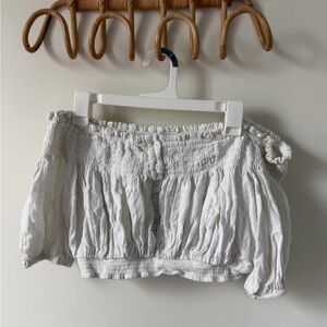 We The Free Cream Smocked Top